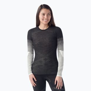 Дамска термо блуза с дълъг ръкав Longsleeve Smartwool Intraknit Thermal Merino Baselayer Pattern Crew black