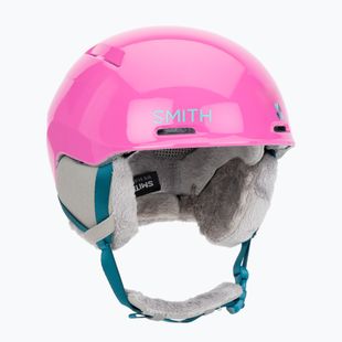 Детска скиорска каска Smith Glide Jr Mips vivid pink hearts