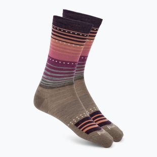 Дамски чорапи Smartwool Everyday Stitch Stripe Crew fossil/purple