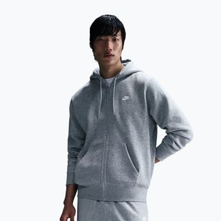 Мъжки суитшърт Nike Club Full Zip Hoodie dark grey heather/light smoke grey/white