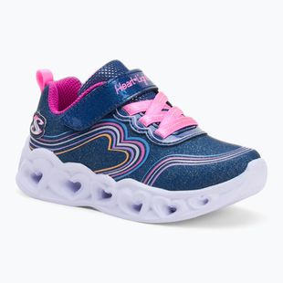 Детски обувки SKECHERS Heart Lights Retro Hearts navy leather/multi trim