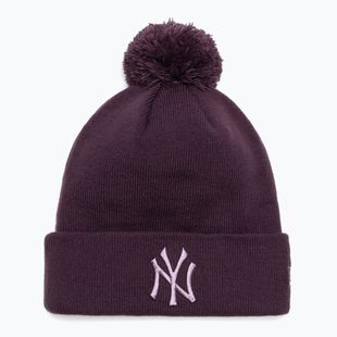 Дамска бейзболна шапка New Era Metallic Bobble Knit Beanie New York Yankees dark purple