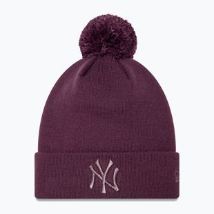 Дамска бейзболна шапка New Era Metallic Bobble Knit Beanie New York Yankees dark purple