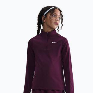 Детска блуза с дълъг ръкав за тренировка Nike Dri-Fit 1/4 Zip bordeaux/white