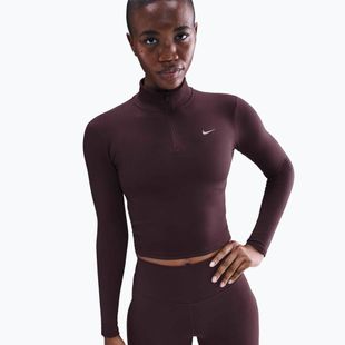 Дамска блуза с дълъг ръкав Nike One Fitted Dri-Fit 1/4 Zip Mid Layer burgundy crush/white