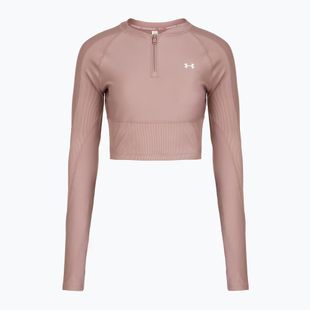 Дамска тренировъчна блуза с дълъг ръкав Under Armour HeatGear Rib 1/4 Zip turmaline pink/turmaline pink/white