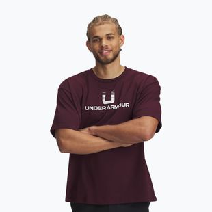 Мъжка тениска Under Armour Logo Heayweight dark maroon/white