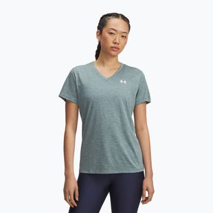 Дамска тениска за тренировка Under Armour Tech V-Twist jasper blue/white