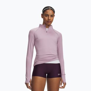 Дамски суитшърт за бягане Under Armour Velociti Half Zip mauve pink/reflective
