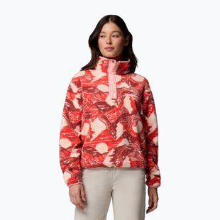 Дамски поларен суитшърт Columbia Helvetia II Printed Cropped Half Snap poppy red/sunscape