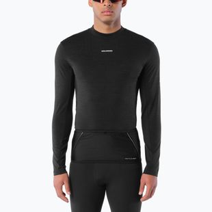 Мъжка блуза за бягане с дълъг ръкав Salomon Sense Merino Tee LS deep black