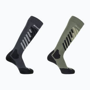 Скиорски чорапи Salomon S/Access 2-Pack anthracite/deep lichen green