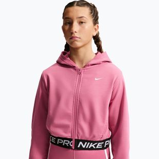 Детски суитшърт Nike Pro Fleece Dri-Fit Full-Zip peony/peony/black/white