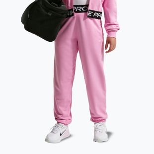 Детски панталони Nike Pro Fleece pink rise/pink rise/black/white