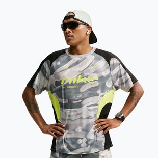 Мъжка тениска за бягане Nike Dri-FIT Printed SS smoke grey/black/light lemon twist