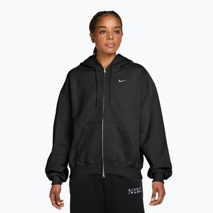 Дамски суитшърт Nike Studio Fleece Medium Weight Oversized Full Zip total black/sail