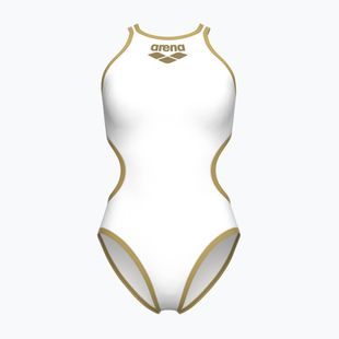Дамски цял костюм за плуване Arena One Biglogo One Piece white/gold