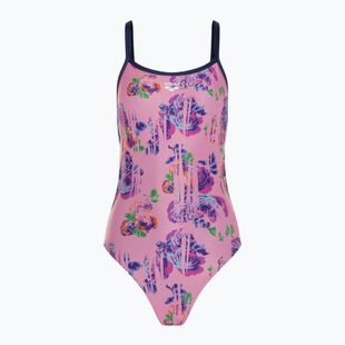 Дамски бански костюм от една част arena Rose Texture Swimsuit Xcross Back multi pink/navy