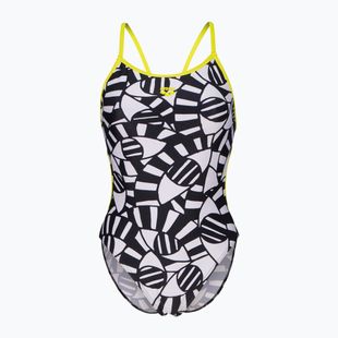 Дамски бански костюм от една част arena Open Your Eyes Lace Back black multi/soft green