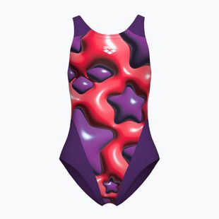 Arena Star Shaped Swim Tech L детски бански костюм от една част в цвят слива/ярко коралово мулти