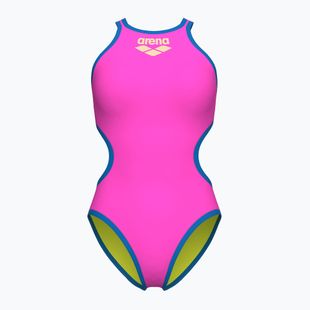 Дамски цял бански костюм arena One Biglogo One Piece shocking pink/blue river