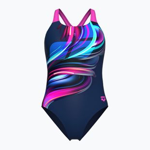 Дамски цял бански костюм Arena Bloom Swim Pro Back Lb multi navy/navy/shocking pink