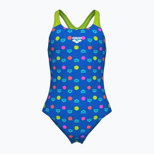 Детски цял бански костюм arena Multiple Dot Swim Pro Back multi blue/artic lime
