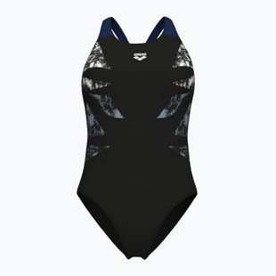 Дамски цял бански костюм Arena Graphic V Back black/navy