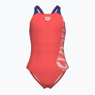 Детски цял бански костюм Arena Graphic V Back calypso coral/royal