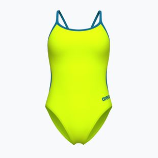 Дамски цял костюм за плуване Arena Lace Back Solid artic lime/blue cosmo