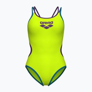 Дамски цял костюм за плуване arena One Double Cross Back One Piece artic lime/plum/blue cosmo
