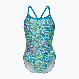 Дамски цял костюм за плуване arena Snake Skin Challenge blue cosmo multi/blue cosmo