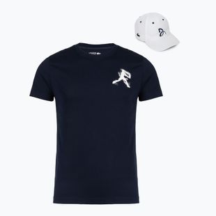 Мъжка тениска + шапка Lacoste TH1044 navy blue/white