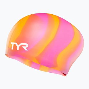 Шапка за плуване TYR Multi-Color Long Hair Silicone orange/pink