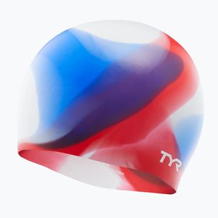 Детска шапка за плуване TYR Tiedye Silicone Multicolour Jr red/white/blue