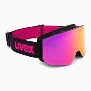 Детски предпазни ски очила UVEX Pwdr FM black matt/mirror pink green clear