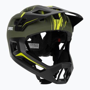 Детска велосипедна каска UVEX React Fullface Jr dark olive matt