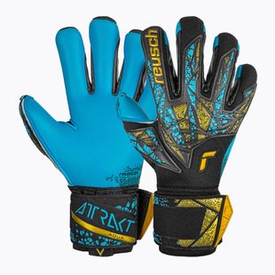 Reusch Attrakt Aqua Finger Support вратарска ръкавица black/gold/aqua