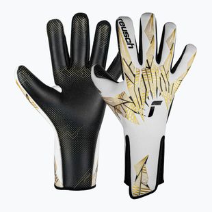 Reusch Pure Contact Gold X GluePrint Вратарски ръкавици без каишка бяло/златно/черно