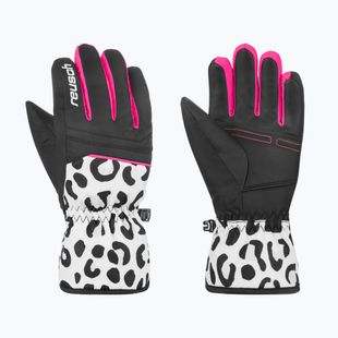 Детски скиорски ръкавици Reusch Alan Junior white/grey leopard