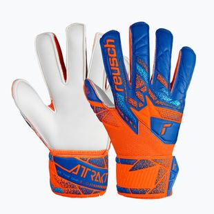 Детски вратарски ръкавици Reusch Attrakt Solid Finger Support Junior shocking orange/blue