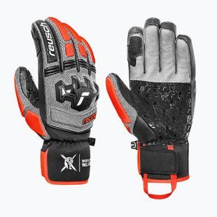 Мъжки скиорски ръкавици Reusch Worldcup Warrior SC black/silver/fluo red