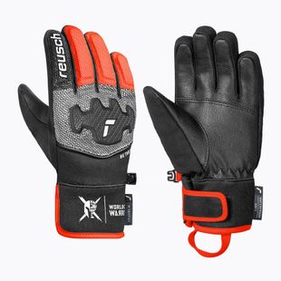 Детски скиорски ръкавици Reusch Worldcup Warrior Prime R-Tex XT black/silver/fluo red