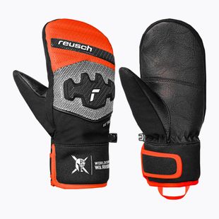 Детски скиорски ръкавици Reusch Worldcup Warrior Prime R-Tex XT Mitten black/silver/fluo red