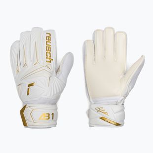 Детски вратарски ръкавици Reusch Attrakt AB1 Solid Junior white/gold