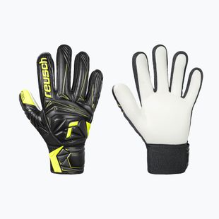 Детски вратарски ръкавици Reusch Attrakt Starter Solid Finger Support Junior black/safety yellow