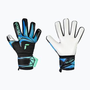 Детски вратарски ръкавици Reusch Attrakt RE:GRIP NC Junior black/ocean light