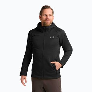 Мъжки суитшърт за трекинг Jack Wolfskin Peak District Hooded Full Zip black