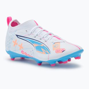 Детски футболни обувки PUMA Ultra 5 Match Vol. Up FG/AG Jr puma white/luminous blue