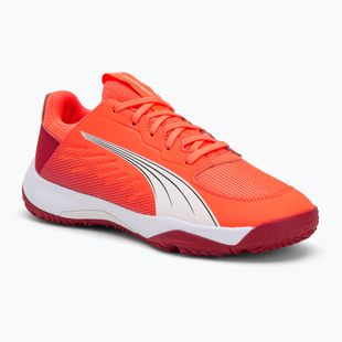 Детски обувки за хандбал PUMA Accelerate Jr светещо червено/бяло/тъмно малиново/черно